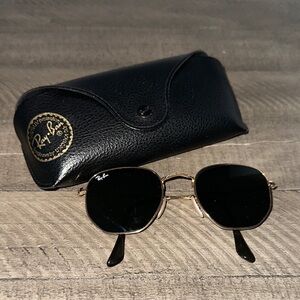 Ray-Ban Gold Frame Sunglasses with Black Lenses